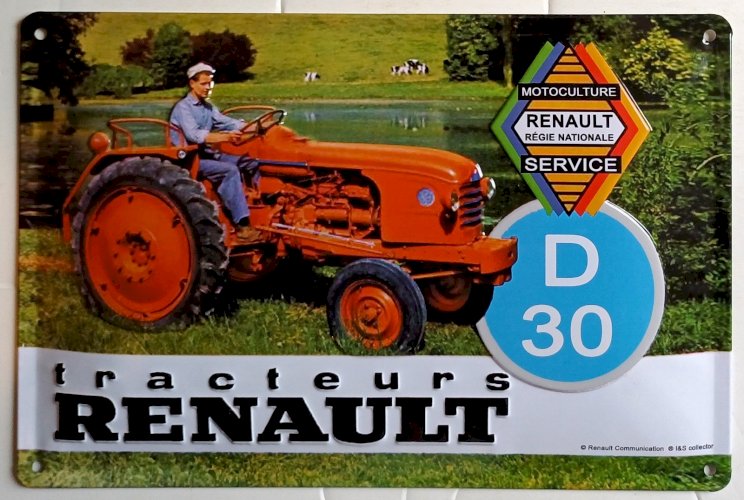 Plaque métal  TRACTEUR RENAULT D 30 - 30 x 20 cm