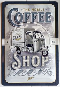 Vintage metal sign APE COFFEE SHOP 30 x 20 cm
