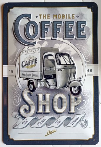Plaque métal vintage APE COFFEE SHOP  30 x 20 cm