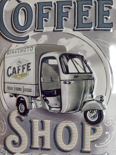 Plaque métal vintage APE COFFEE SHOP  30 x 20 cm