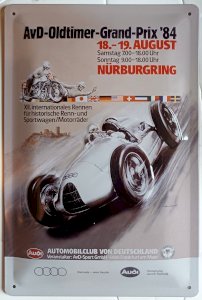 Vintage metal sign AUDI Oldtimer Grand Prix 84 Nürburgring 30 x 20 cm