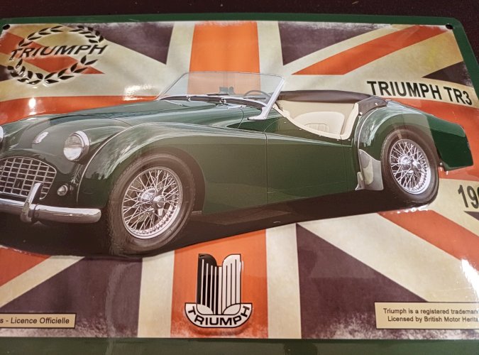 Plaque métal vintage TRIUMPH TR3 1962 - 30 x 20 cm