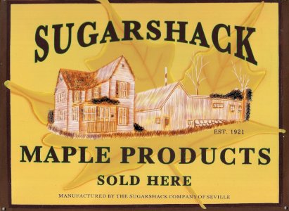 PLAQUE métal vintage USA SUGARSHACK MAPLE PRODUCTS  - 40 X 30 cm