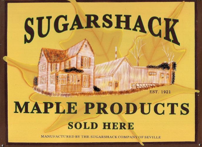 PLAQUE métal vintage USA SUGARSHACK MAPLE PRODUCTS  - 40 X 30 cm