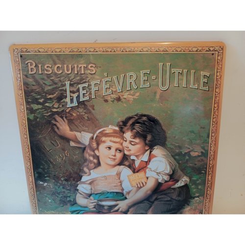 Plaque Publicitaire en Tole Biscuit Lefevre Utile