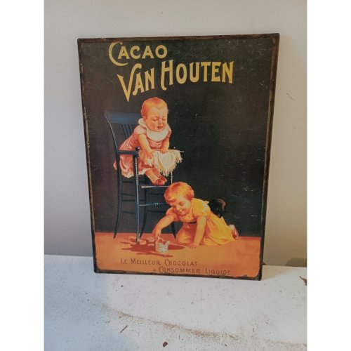 Plaque Publicitaire en Tole Cacao Van Houten