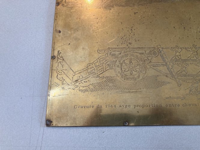 Plaque XIXe Gravure Cheval Sculpté Chevaux Metal Militaire Militaria Art Cuivre