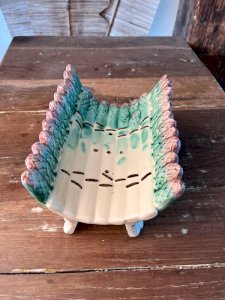 Antique majolica asparagus dish