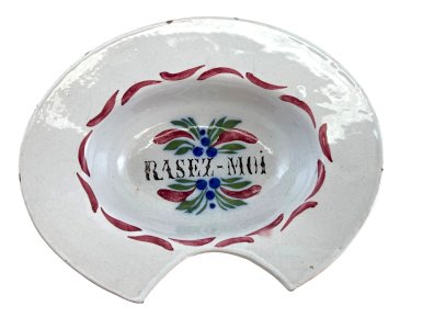 Beard dish Nevers 19th century – decoration "Shave me" – antique barber faience