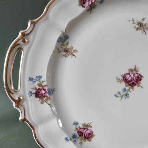 Plat à gâteau ancien en porcelaine de Limoges, Bernardaud