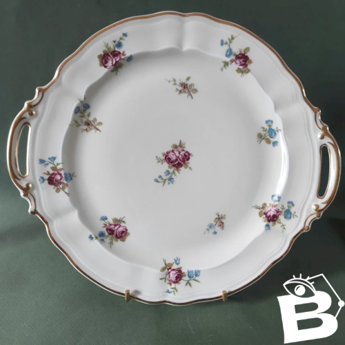 Plat à gâteau ancien en porcelaine de Limoges, Bernardaud