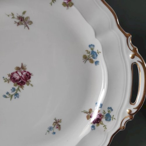 Plat à gâteau ancien en porcelaine de Limoges, Bernardaud