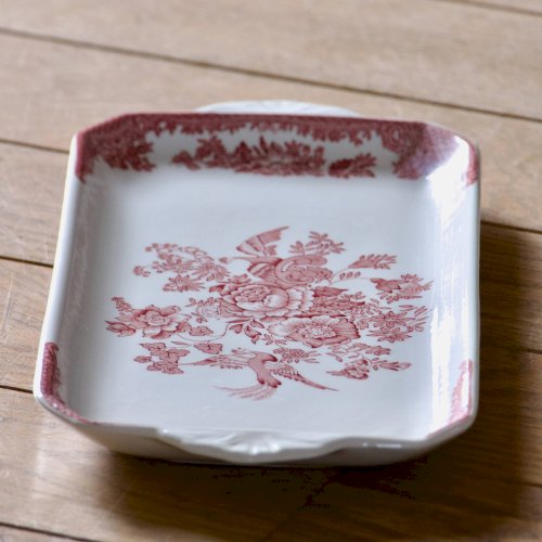 Plat à gâteau Staffordshire en faïence anglaise Asiatic Pheasants