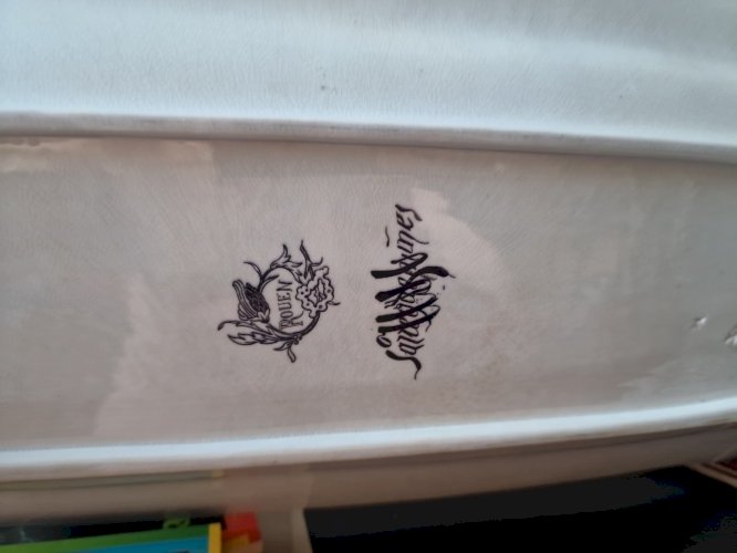 Plat à poisson en faïence de Sarreguemines modèle Rouen / XIXème 58 X 24