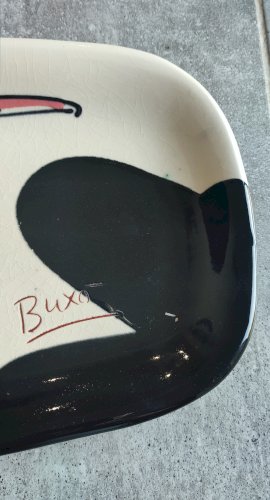 Plat allongé signé Thomas Buxó  atelier Atzana céramique moderniste 
