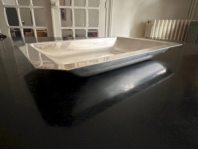 plat ancien en métal argenté