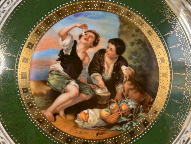 Plat ancien en porcelaine – August Haas Schlaggenwald (1847–1867) – Boheme