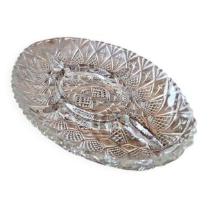Vintage glass serving dish with 5 compartments.