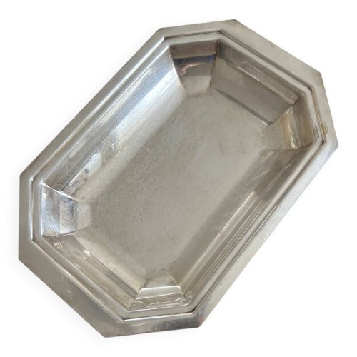 plat art déco en métal argenté