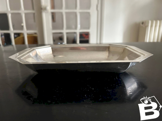 plat art déco en métal argenté