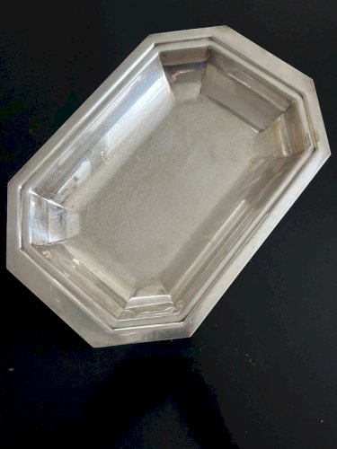 plat art déco en métal argenté