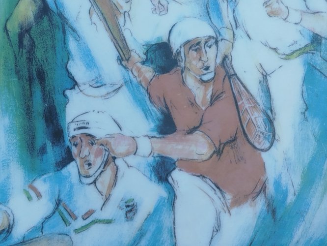 Plat basque Euskal herriko pilota liga, ligue de pelote du pays basque, illustré par Partarrieu