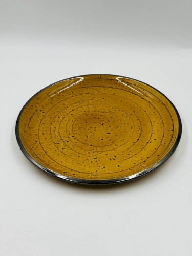 Plat Boch La Louvière Palma jaune moucheté vintage