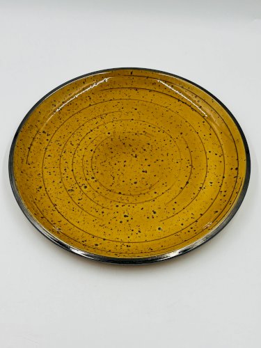 Plat Boch La Louvière Palma jaune moucheté vintage