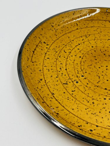 Plat Boch La Louvière Palma jaune moucheté vintage