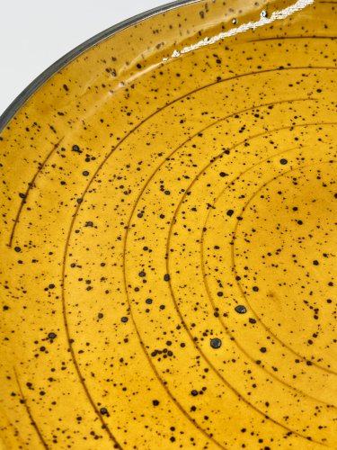 Plat Boch La Louvière Palma jaune moucheté vintage