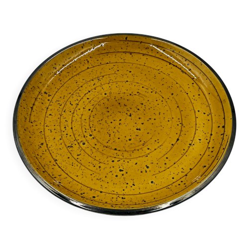 Plat Boch La Louvière Palma jaune moucheté vintage