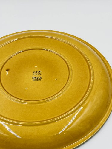 Plat Boch La Louvière Palma jaune moucheté vintage