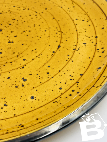 Plat Boch La Louvière Palma jaune moucheté vintage