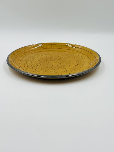 Plat Boch La Louvière Palma jaune moucheté vintage