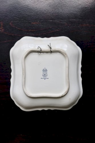 Plat carré creux vintage Gien faïence motif cachemire années 60