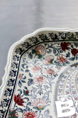 Plat carré creux vintage Gien faïence motif cachemire années 60