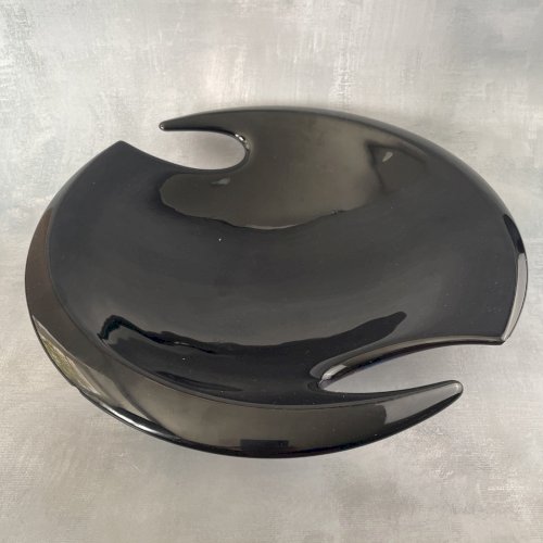 Plat centre de table coupe à fruit céramique noire irisé VERCERAM 6750