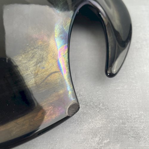 Plat centre de table coupe à fruit céramique noire irisé VERCERAM 6750