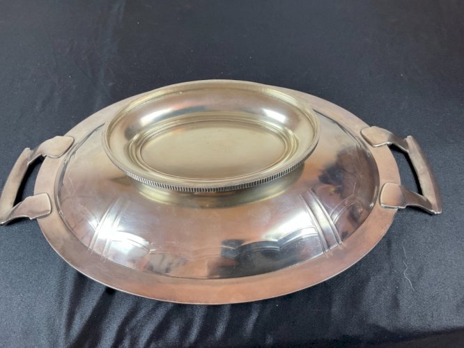 PLAT COUPE A FRUITS  centre de table ART Déco  EN METAL ARGENTÉ