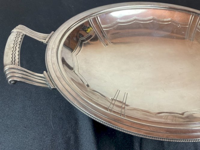 PLAT COUPE A FRUITS  centre de table ART Déco  EN METAL ARGENTÉ