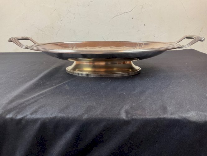 PLAT COUPE A FRUITS  centre de table ART Déco  EN METAL ARGENTÉ