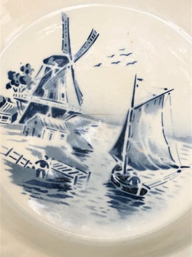 Plat creux ancien L Amandinoise motifs Delft