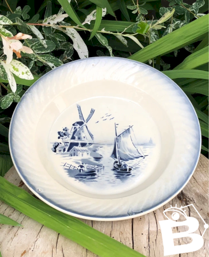 Plat creux ancien L Amandinoise motifs Delft