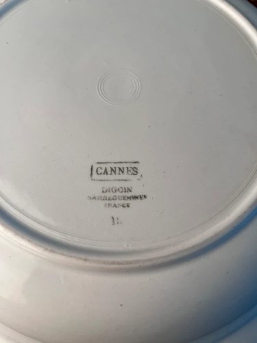 Plat creux Digoin Sarreguemines modèle Cannes