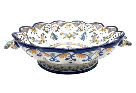 Hollow dish Nevers Montagnon earthenware Rouen decoration ancient melon basket 19th century