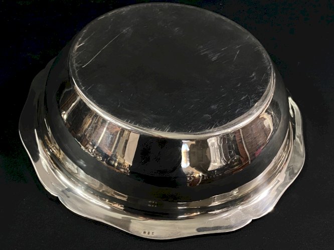 Plat creux saladier corbeille à pain métal argenté modèle filet style Louis XV