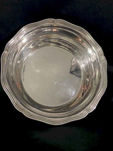 Plat creux saladier corbeille à pain métal argenté modèle filet style Louis XV