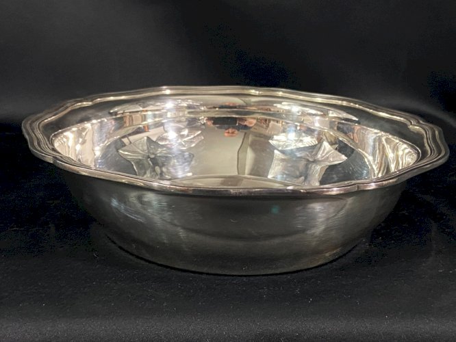 Plat creux saladier corbeille à pain métal argenté modèle filet style Louis XV