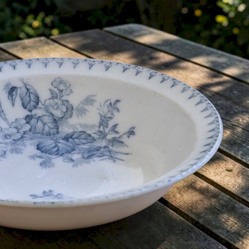 Plat creux XIXe terre de fer Sarreguemines collection Flore