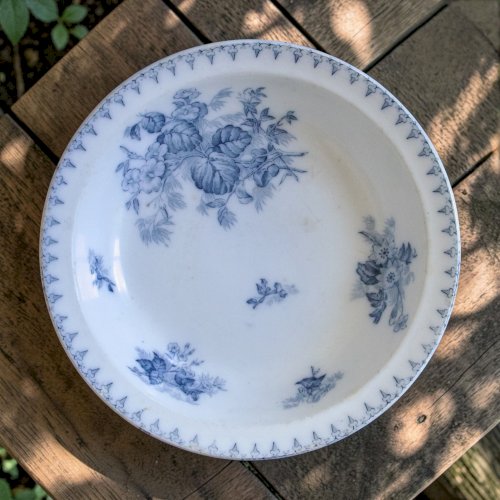 Plat creux XIXe terre de fer Sarreguemines collection Flore
